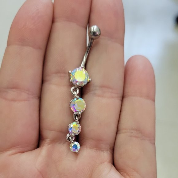 Radiant Sparkle Cascade Chandelier Belly Button Ring - Picture 2 of 3